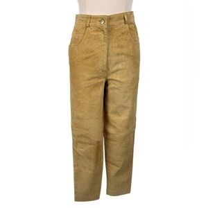 Vintage Spiegel Tan Suede Leather Ribcage Straight Leg Pants Size XS/S